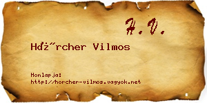 Hörcher Vilmos névjegykártya